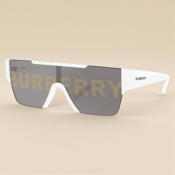 NEW Auth Burberry Logo sunglasses Authentic with box - Unisex white shield logo - Picture 3 of 6